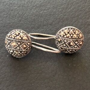 Estate Silver with Marcasites Patterned Earrings